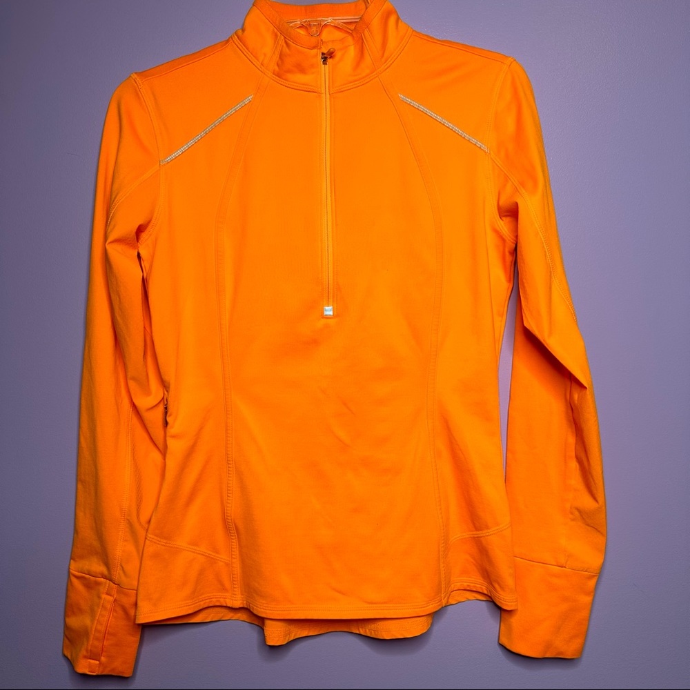 ATHLETA PLUSH TECH HALF ZIP BRIGHT ORANGE  SIZE XS